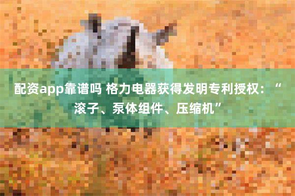 配资app靠谱吗 格力电器获得发明专利授权：“滚子、泵体组件、压缩机”