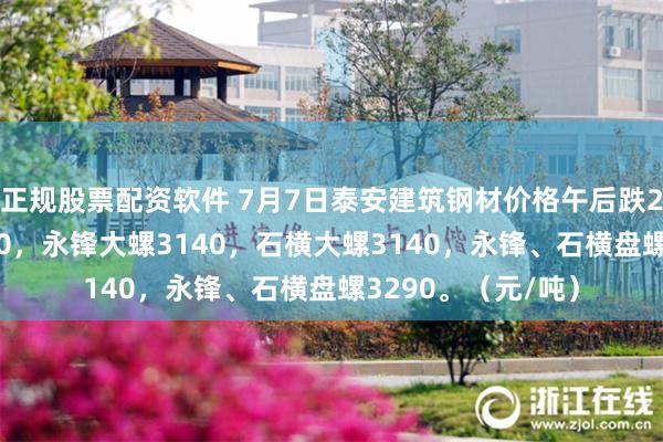 正规股票配资软件 7月7日泰安建筑钢材价格午后跌20，莱钢大螺3140，永锋大螺3140，石横大螺3140，永锋、石横盘螺3290。（元/吨）