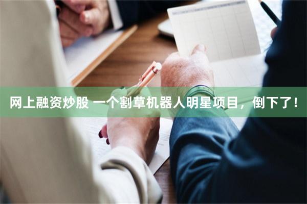网上融资炒股 一个割草机器人明星项目，倒下了！