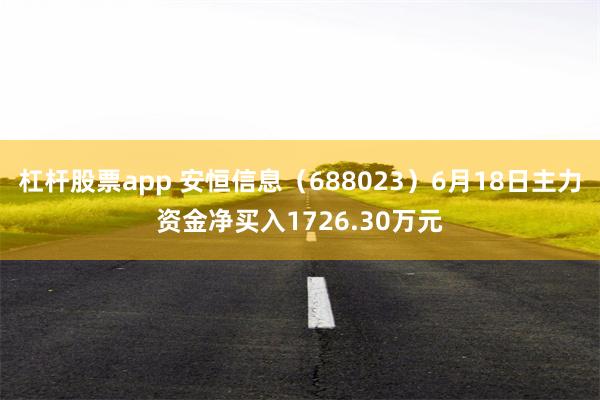 杠杆股票app 安恒信息（688023）6月18日主力资金净买入1726.30万元