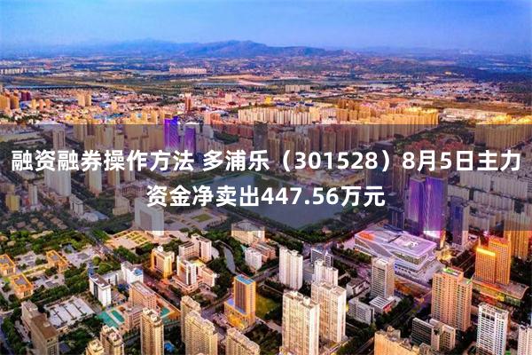 融资融券操作方法 多浦乐（301528）8月5日主力资金净卖出447.56万元
