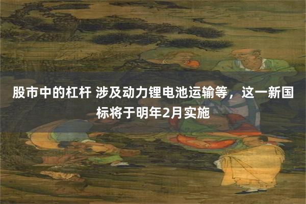 股市中的杠杆 涉及动力锂电池运输等，这一新国标将于明年2月实施