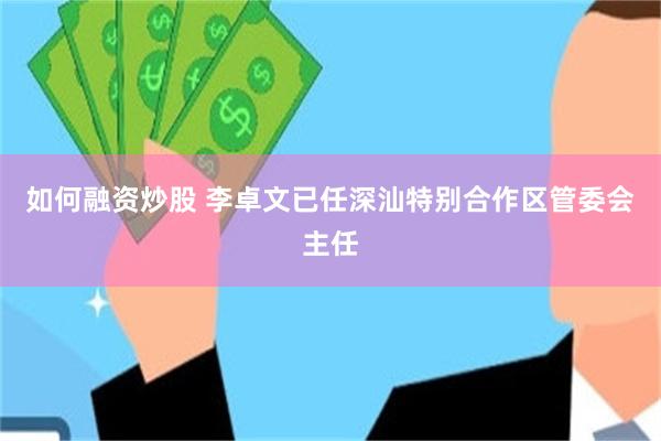 如何融资炒股 李卓文已任深汕特别合作区管委会主任