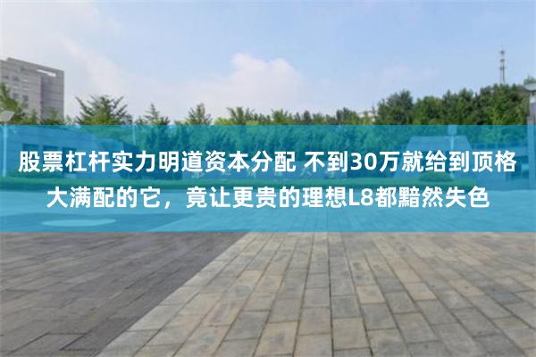 股票杠杆实力明道资本分配 不到30万就给到顶格大满配的它,竟让更贵的理想L8都黯然失色