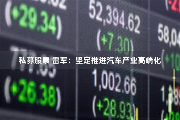 私募股票 雷军：坚定推进汽车产业高端化
