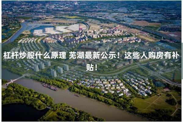 杠杆炒股什么原理 芜湖最新公示!这些人购房有补贴!