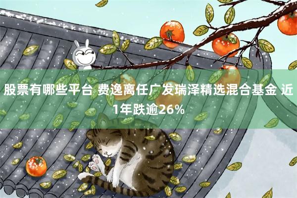 股票有哪些平台 费逸离任广发瑞泽精选混合基金 近1年跌逾26%